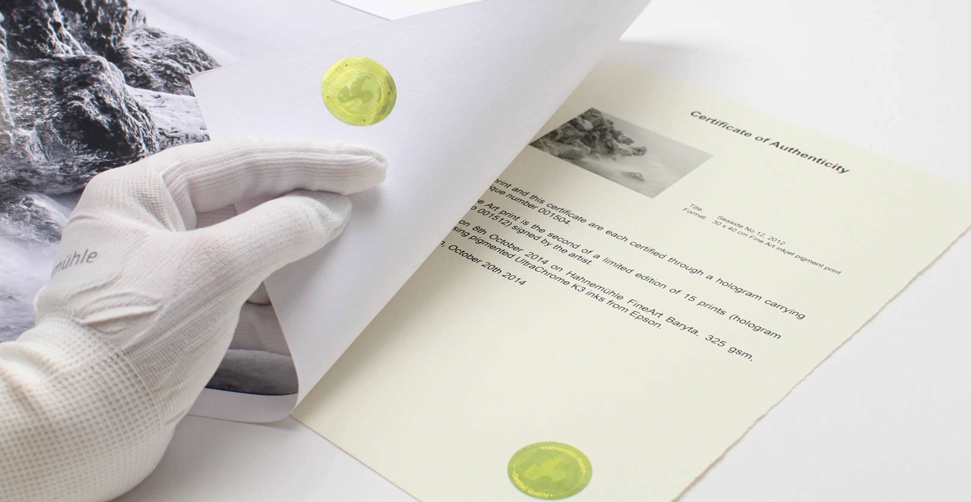 glove, gloved hand, certificate, document, stamp