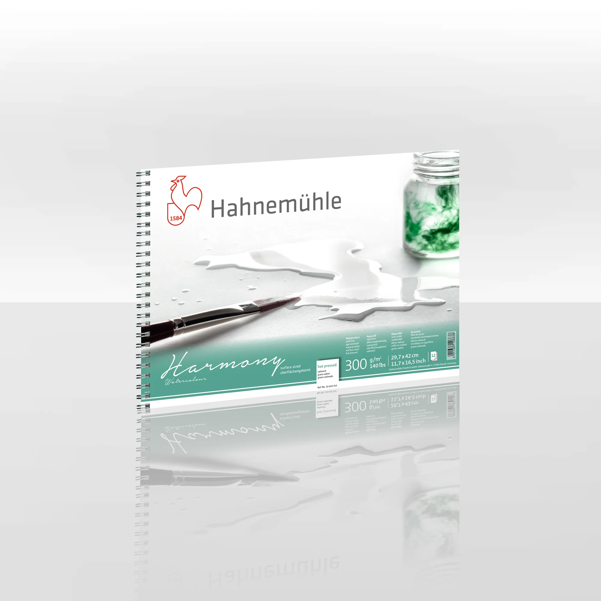spiral notebook, art notebook, watercolor, green accent, branding logo