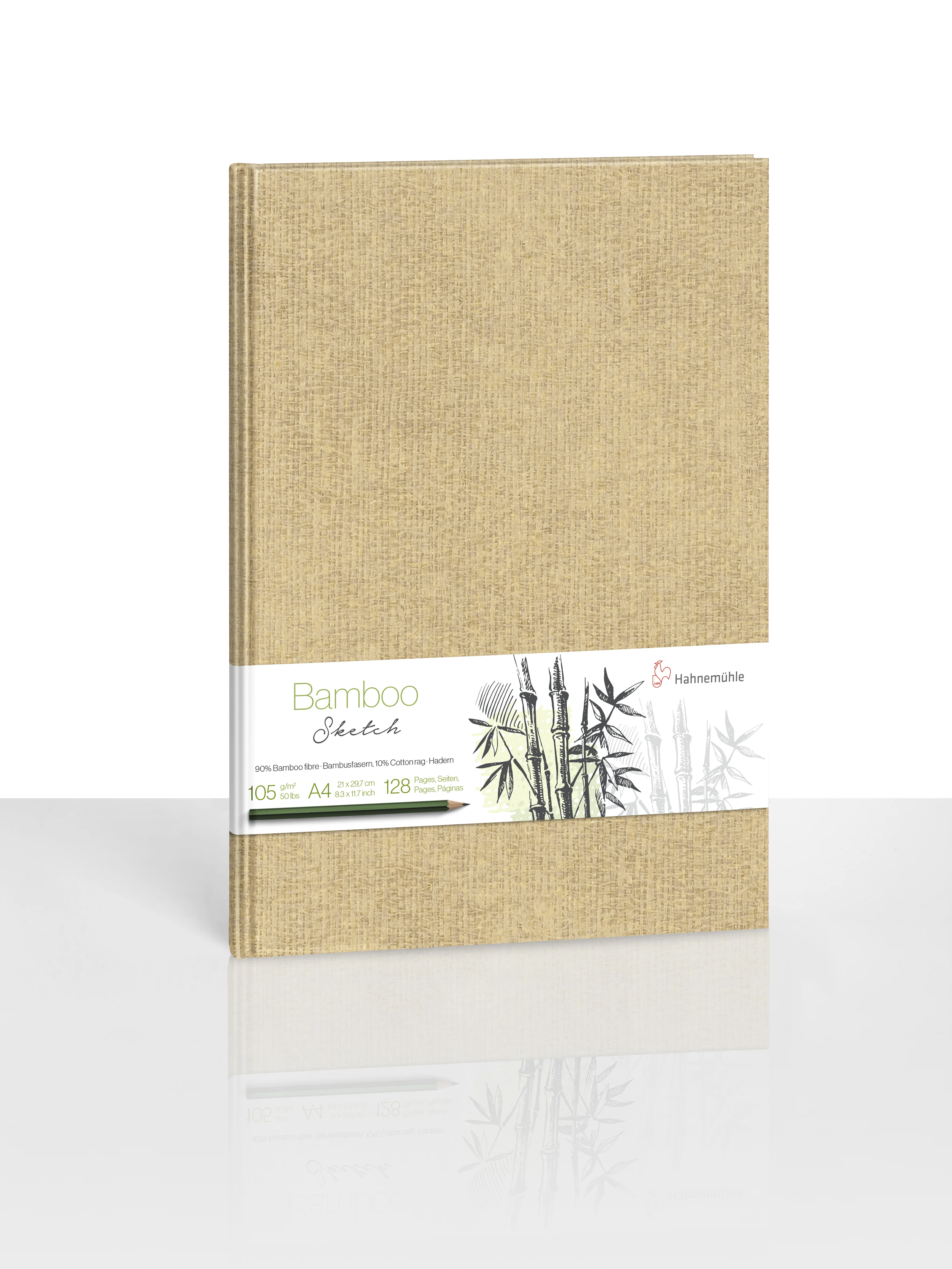 bamboo notebook, sketch book, A4, 105 sheets, bamboo pattern