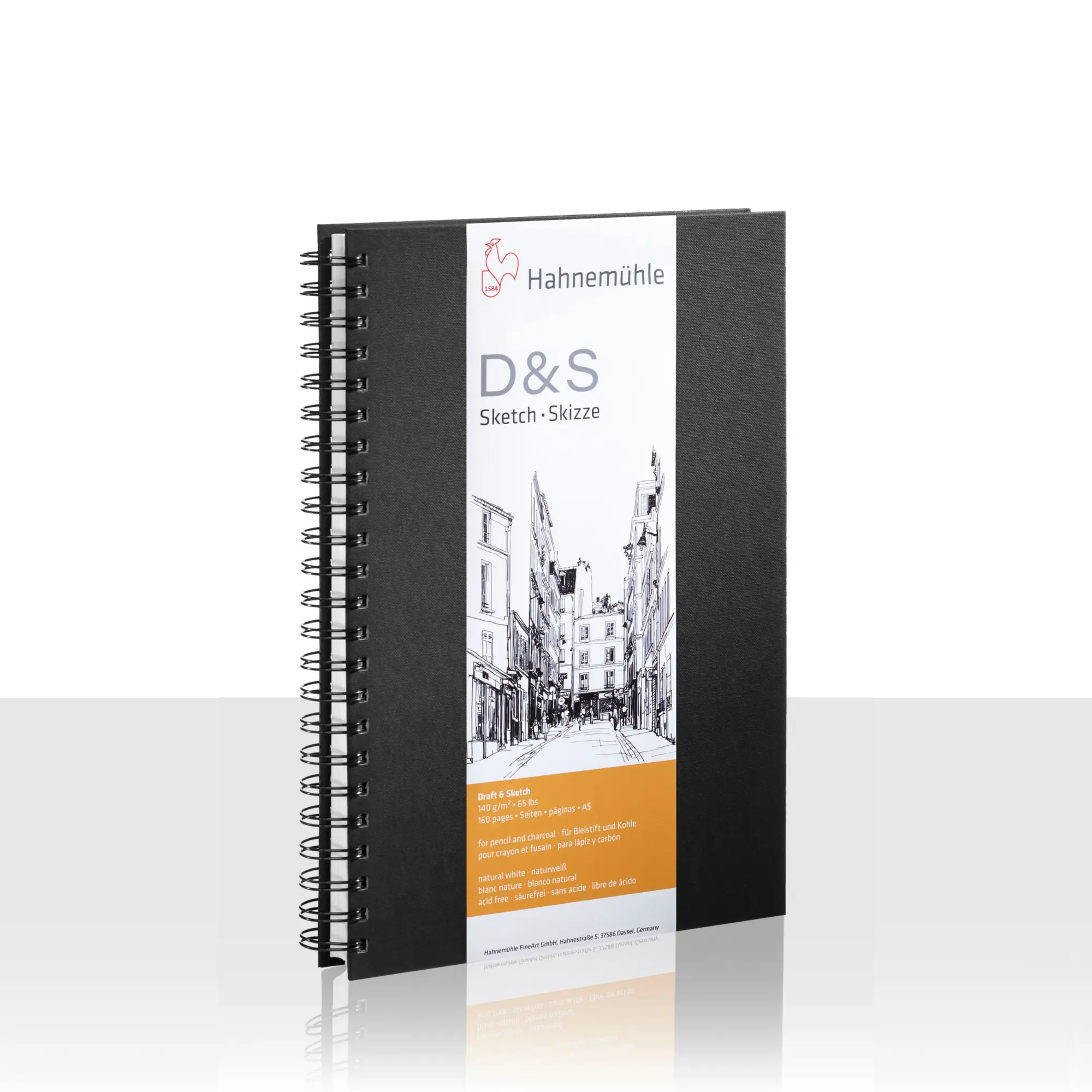 notebook, spiral-bound, sketchbook, black cover, D&S Sketch