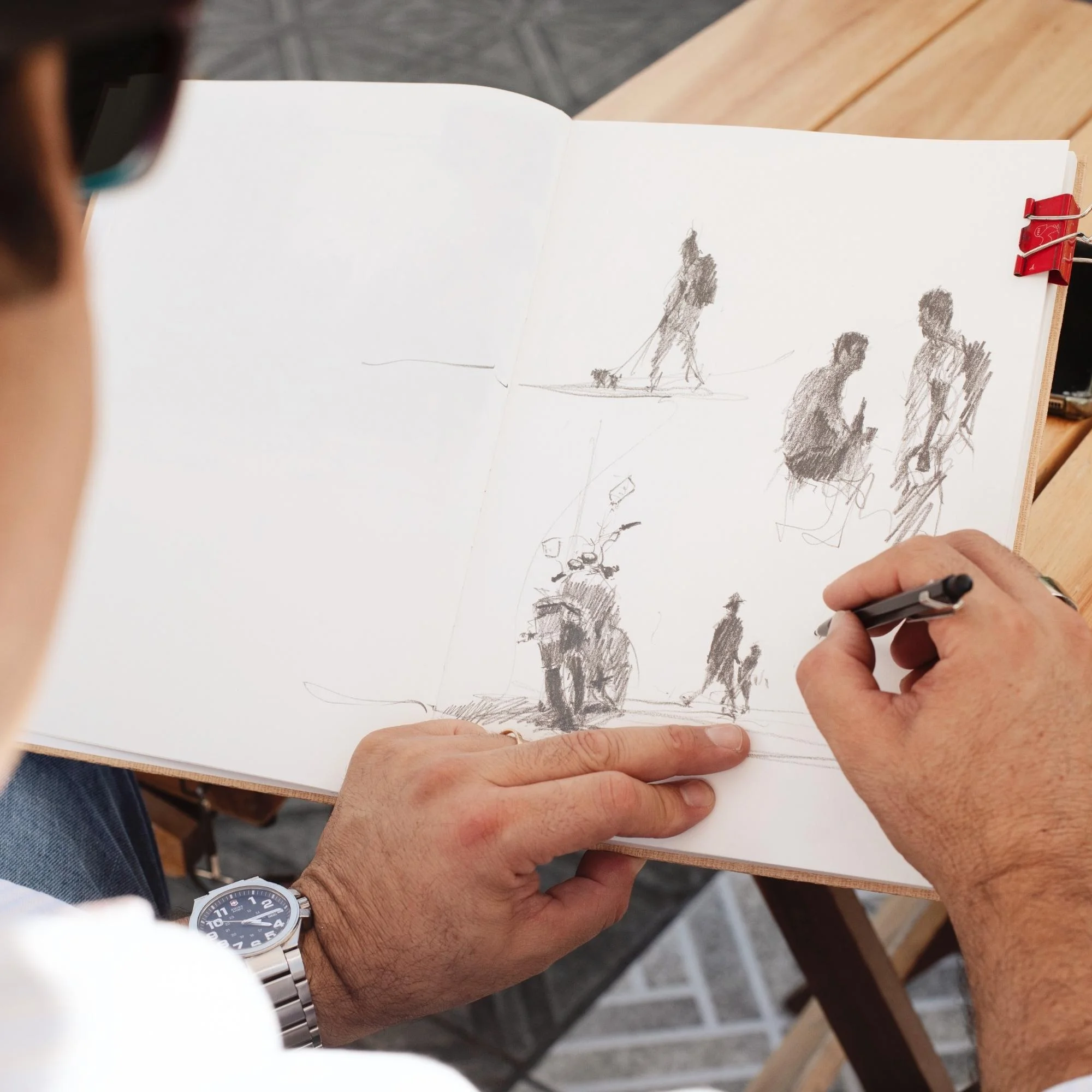 sketchbook, pencil drawing, art notebook, hand drawing, artist scene