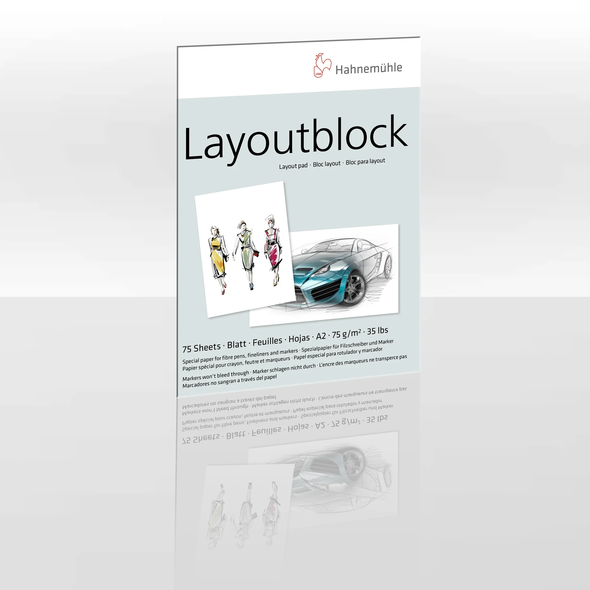 layout block, layout pad, art paper, sketches, car illustration