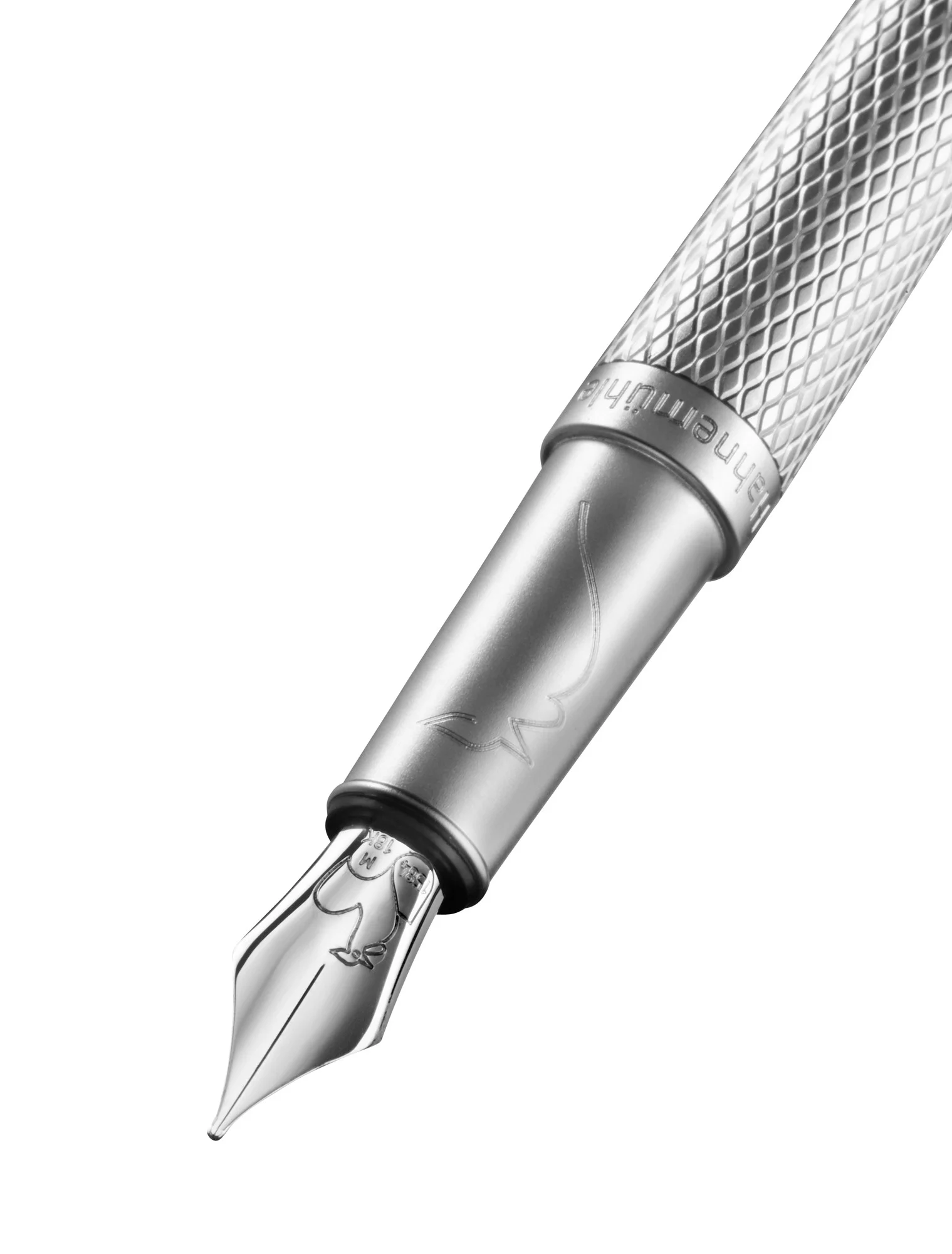 fountain pen, nib, nib tip, metal grip, knurled