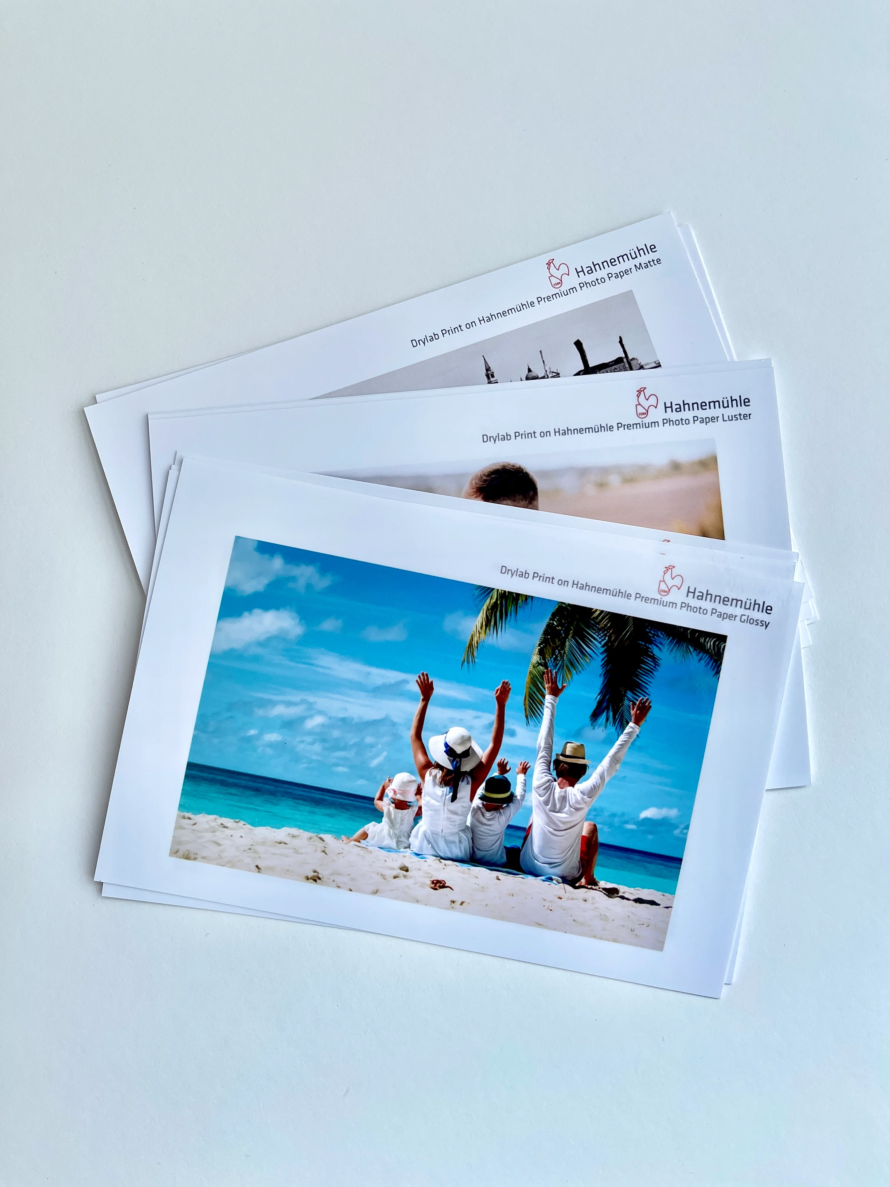 photo paper, prints, beach scene, family on beach, cards placeholder