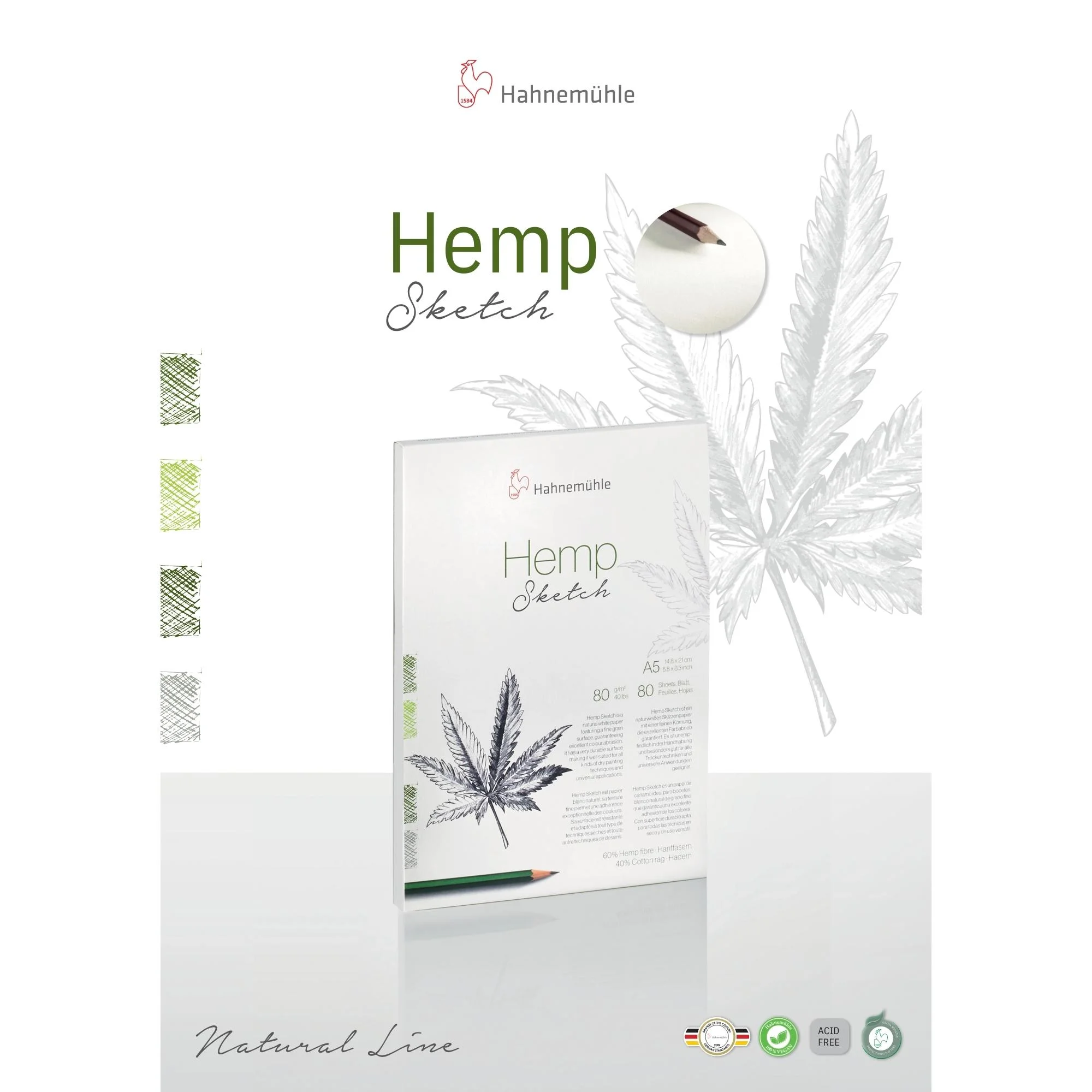 hemp sketch, paper, notebook, green, illustration