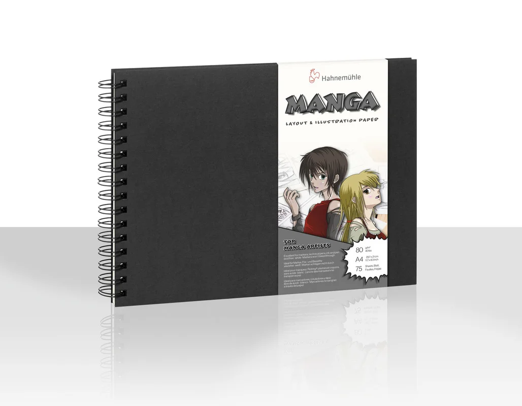 spiral notebook, art paper, manga notebook, black cover, illustration pad