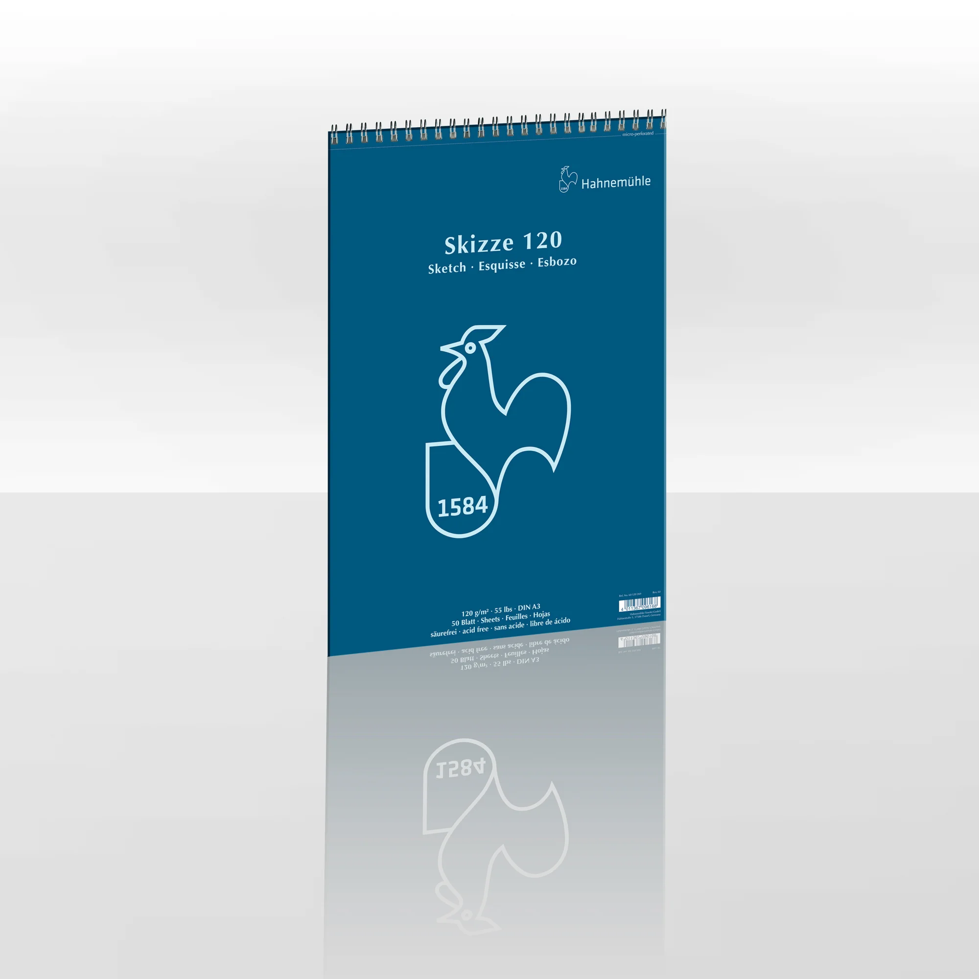 calendar, wall calendar, rooster illustration, blue, A3/DIN A3