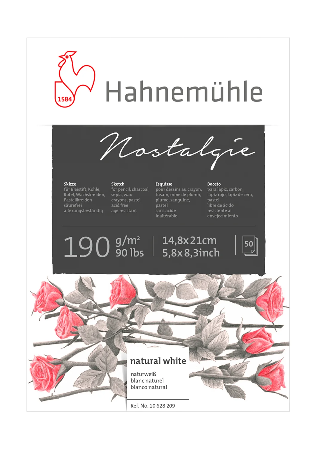 art paper, rose pattern, natural white, medium weight, 60 g/m²