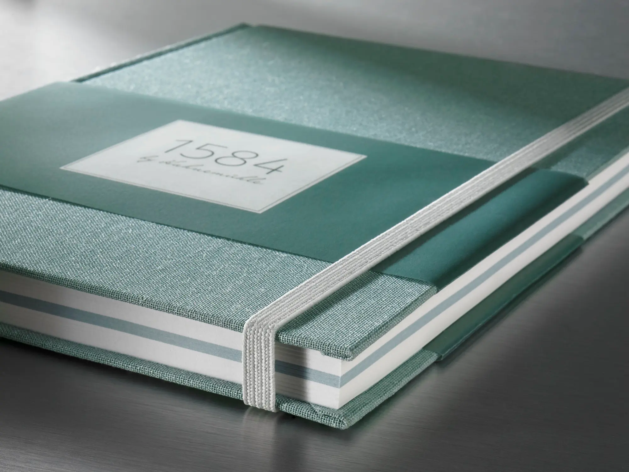 journal, notebook, teal, elastic bookmark, softcover