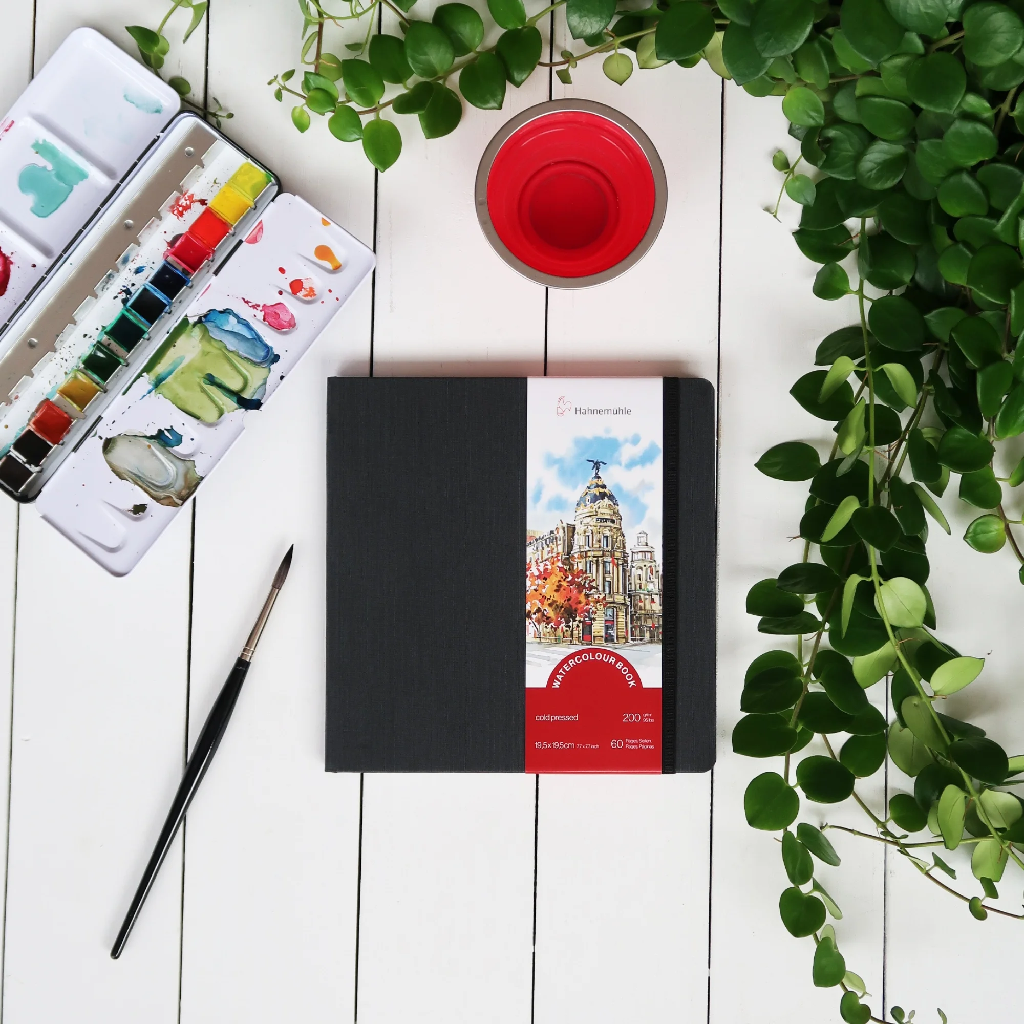 watercolor, art supplies, watercolor book, notebook, black cover