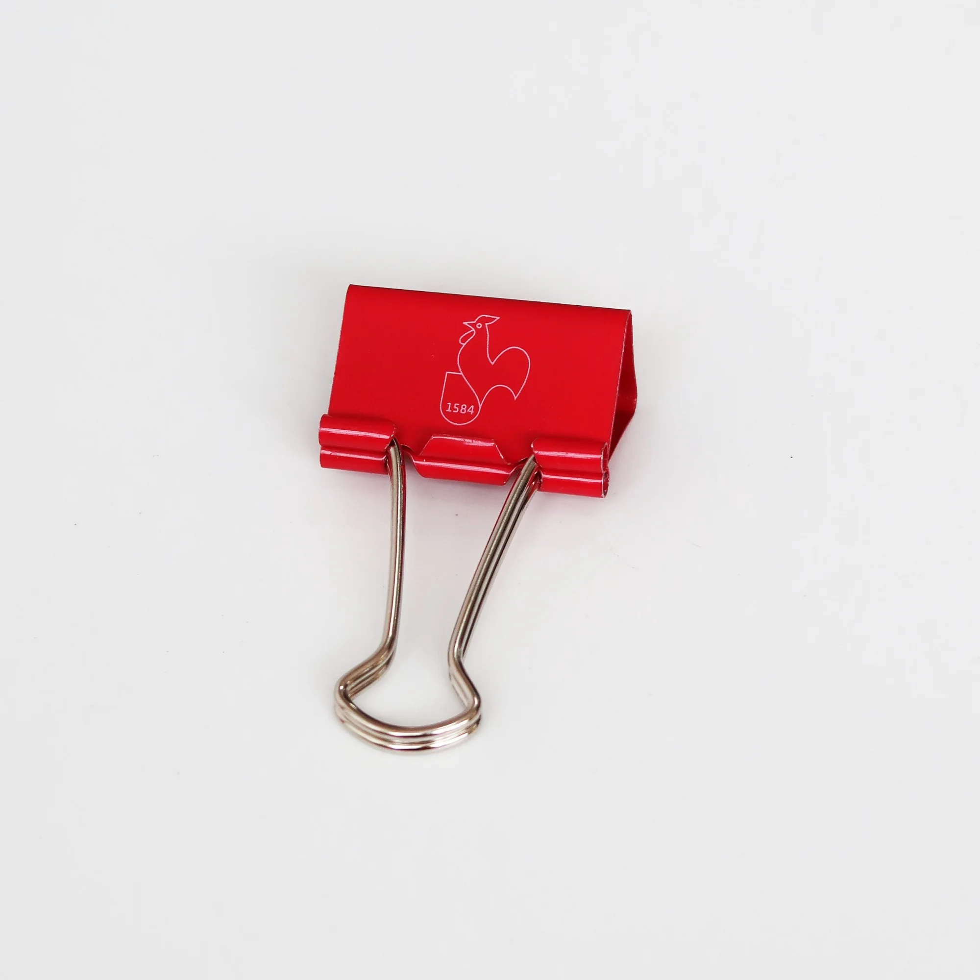 binder, clip, red, metal, rooster-logo