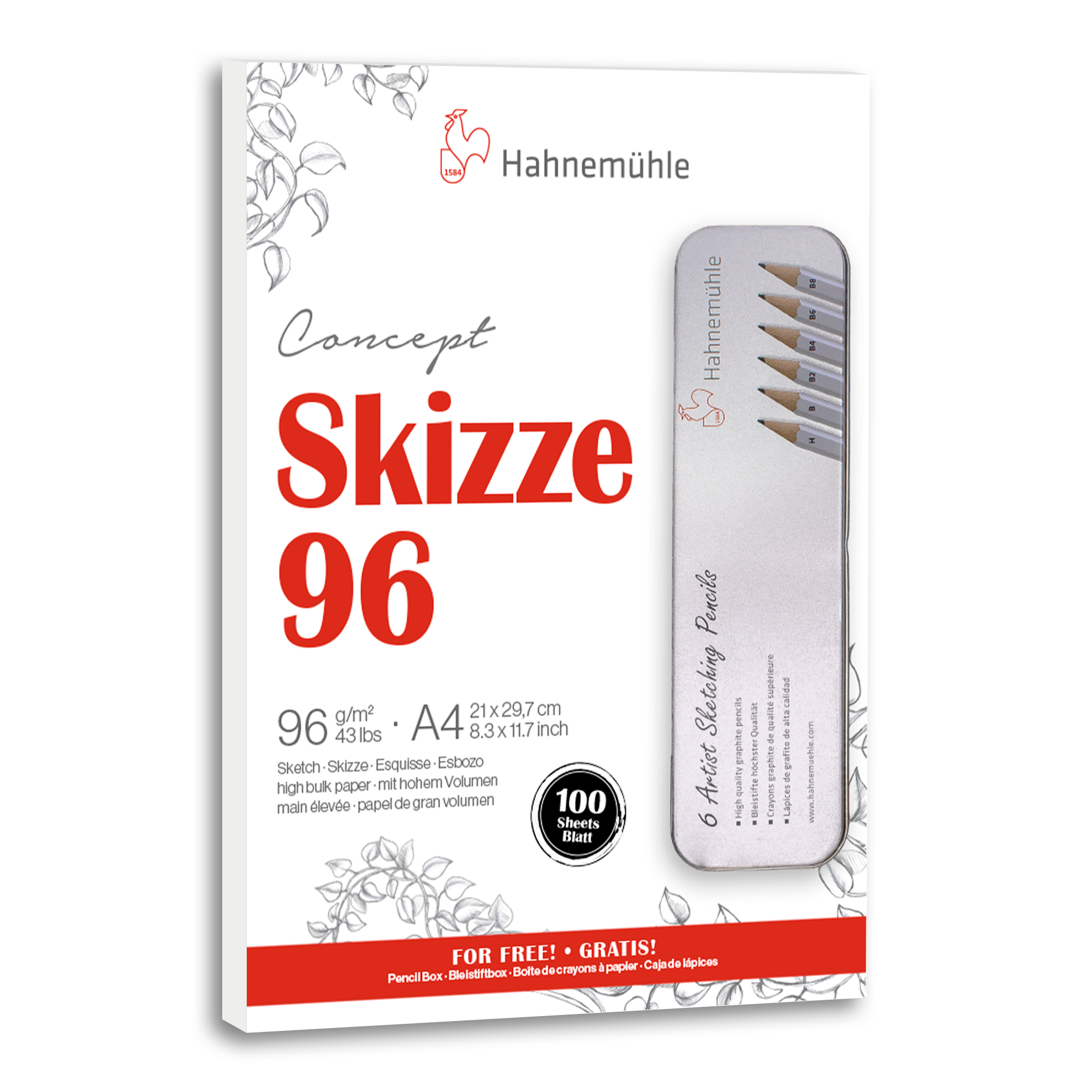 Skizze 96 g/m² + Bleistiftbox gratis