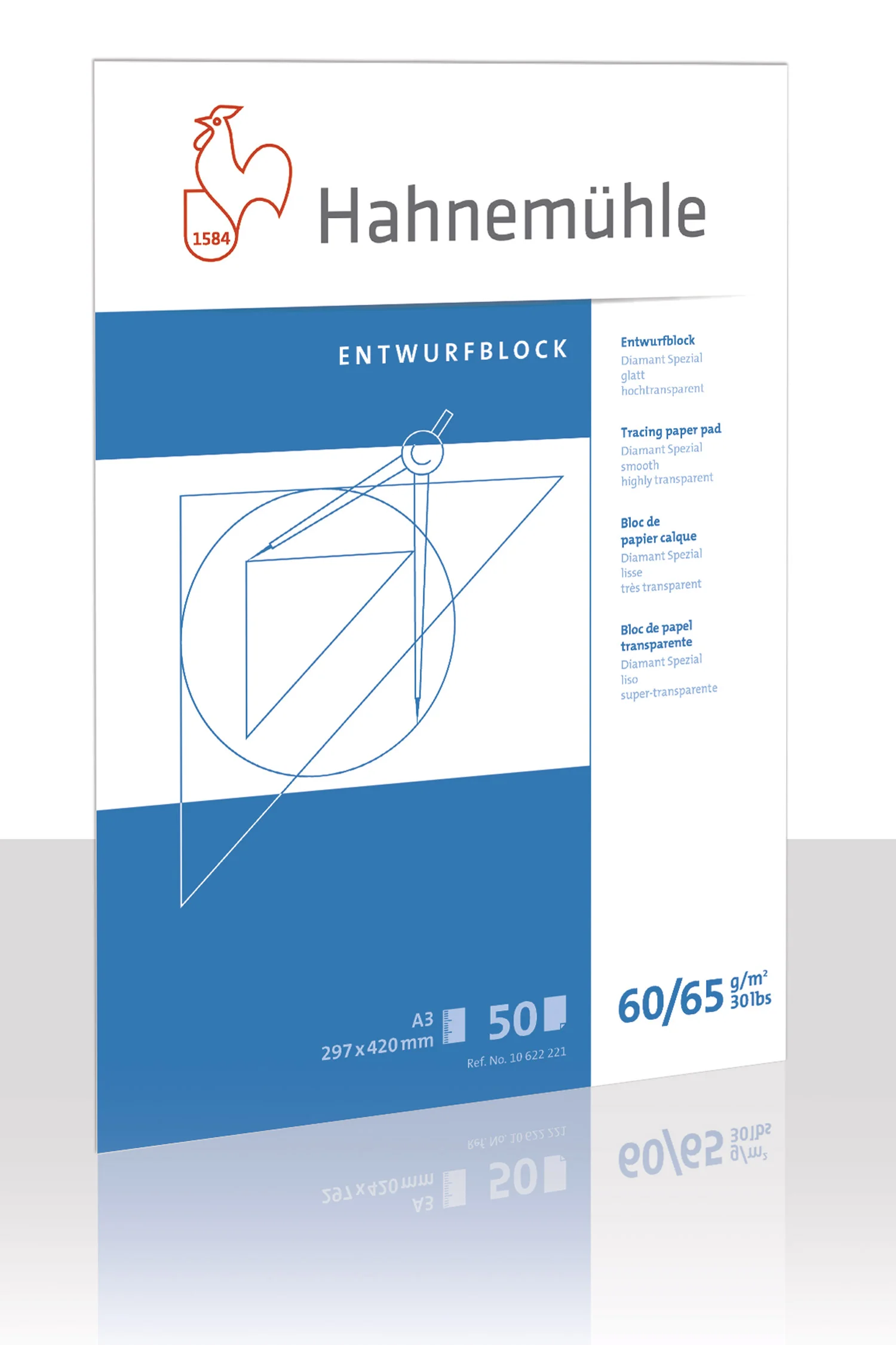 A3 Paper, Tracing pad, Geometric design, Blue cover, Hahnhemühle