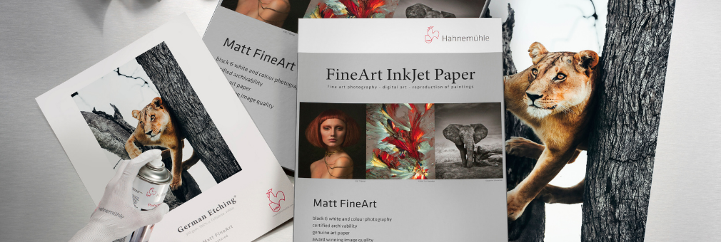 Matt FineArt Textured als Musterblatt und Packung
