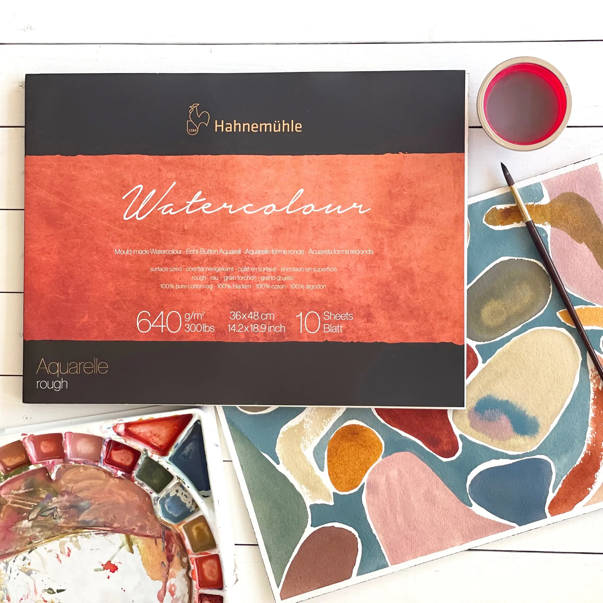 watercolor, art paper, palette, brush, paint set