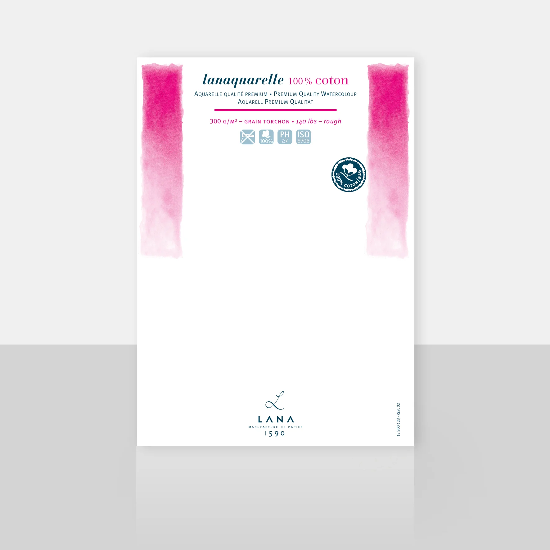 watercolor, paper, pink stripe, lamana, brand label