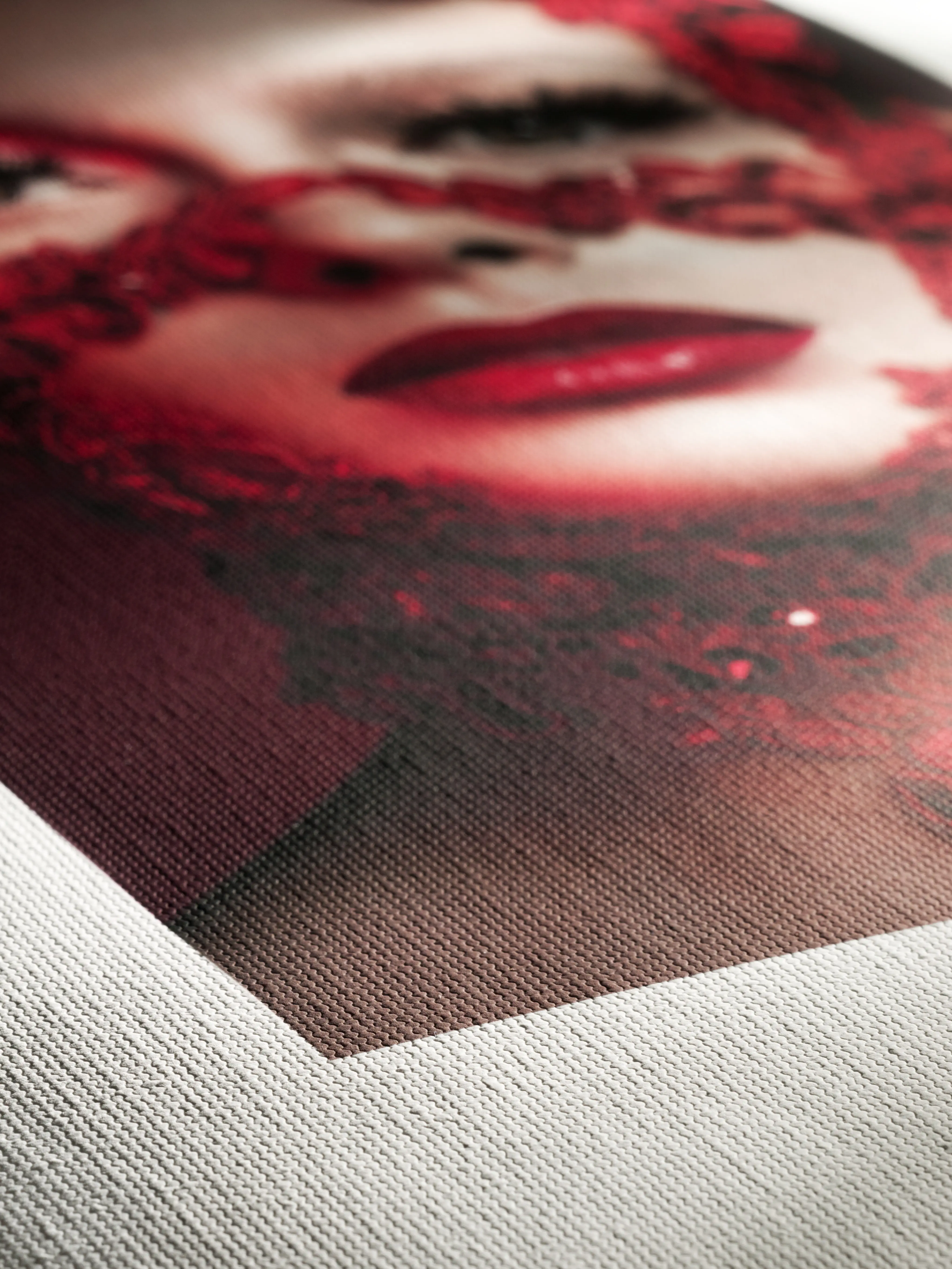 portrait, red, silk, artprint, canvas