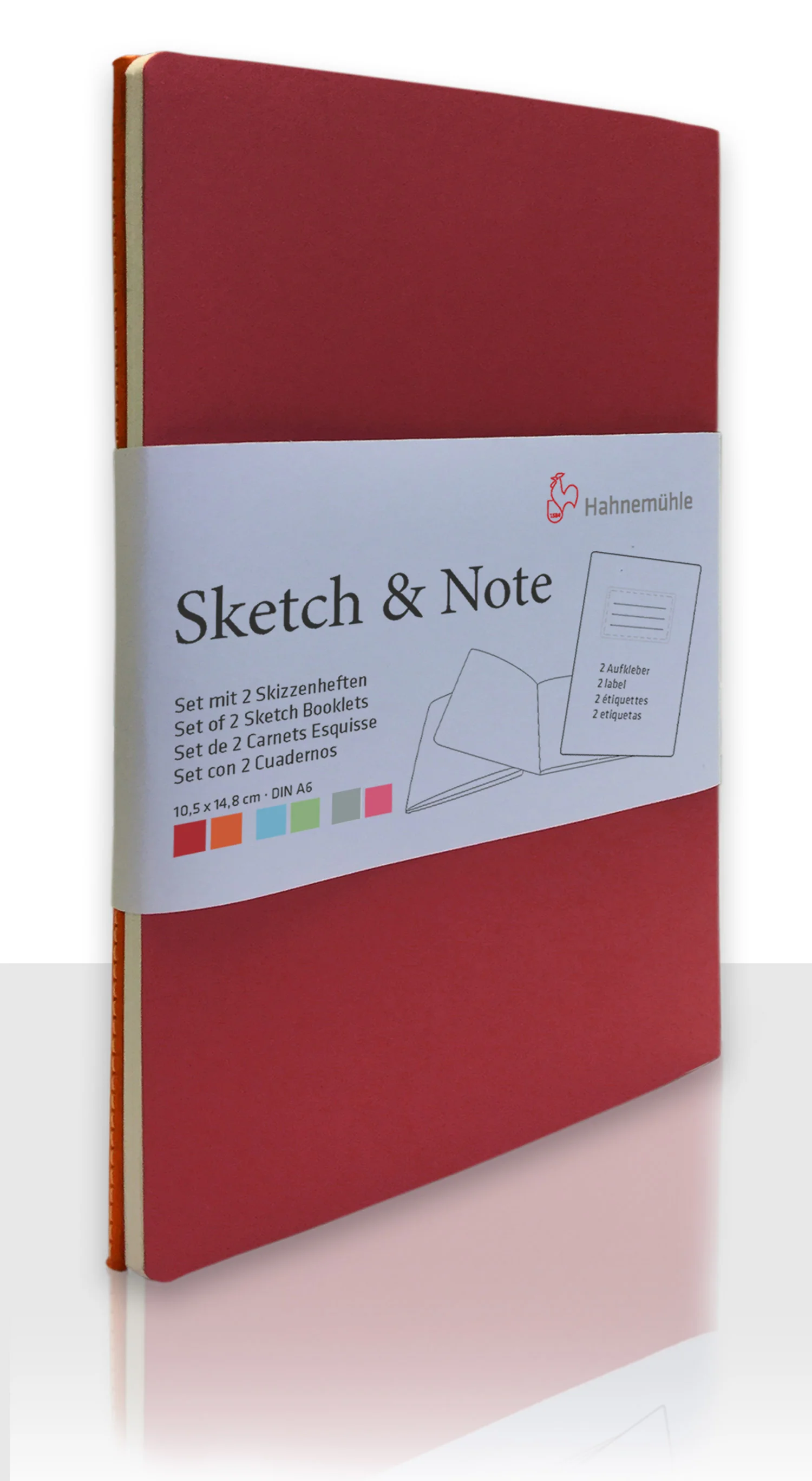 Notebook, Sketchbook, Red cover, A5 size, Set with two sketchbooks