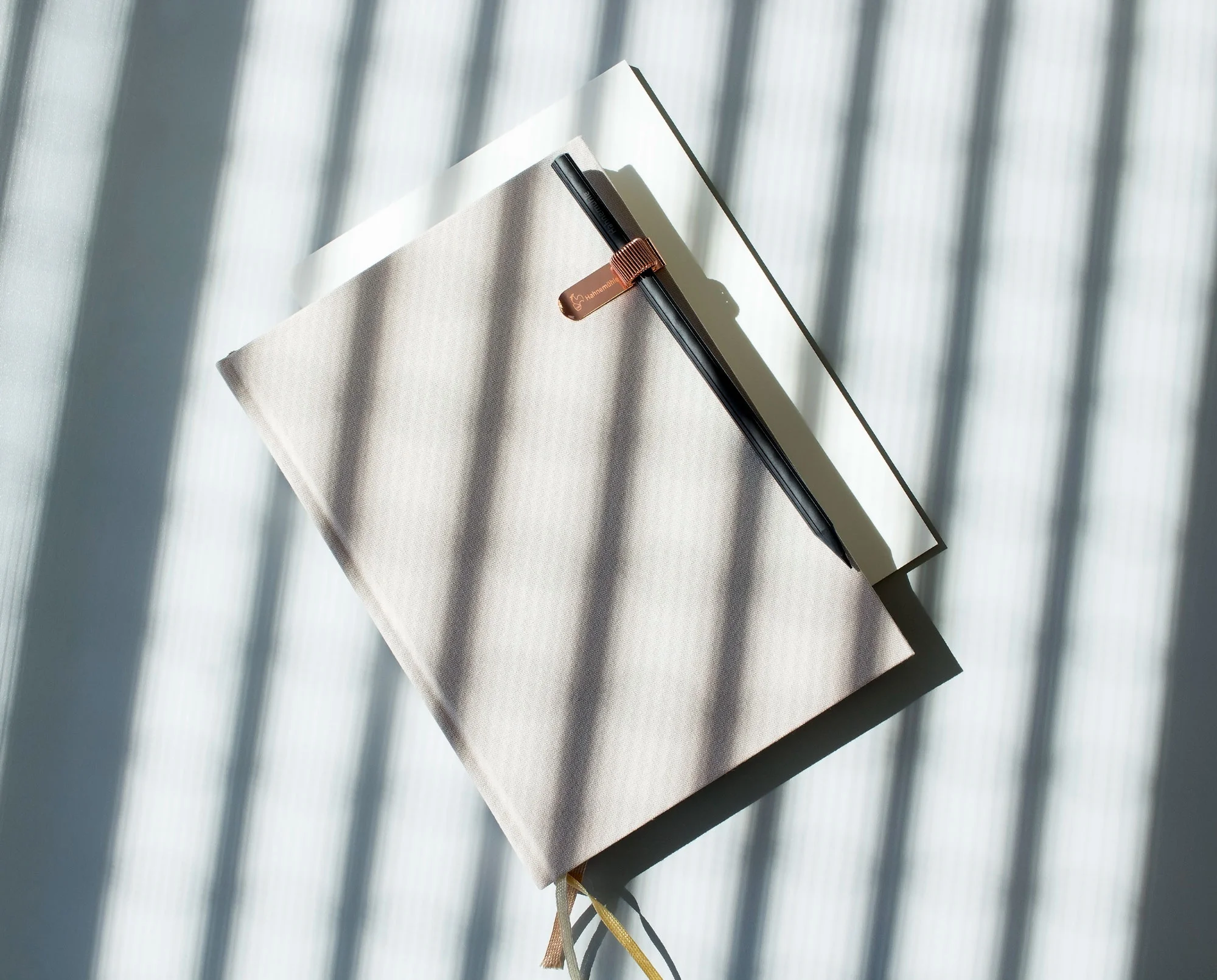 notebook, journal, hardcover, elastic band, bookmark