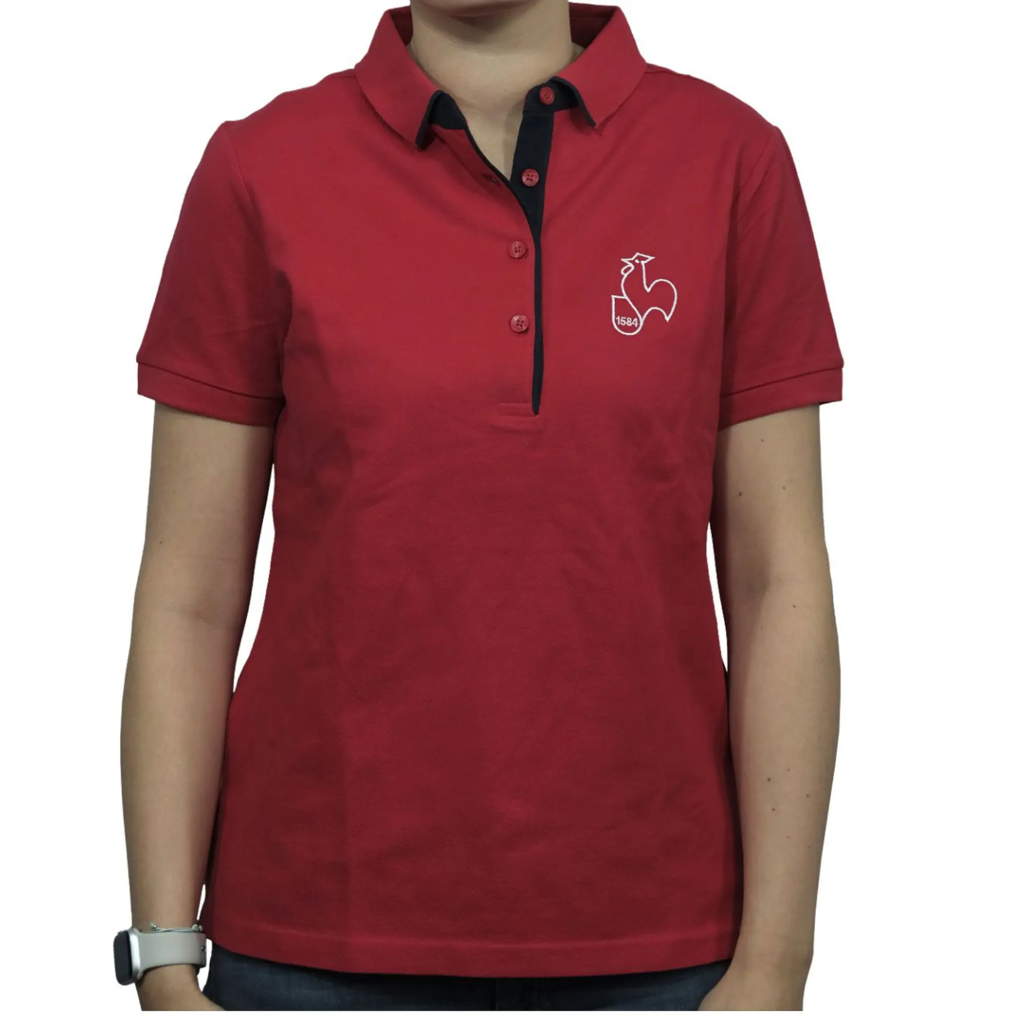  polo shirt,  red polo,  short sleeve,  collar,  embroidery logo