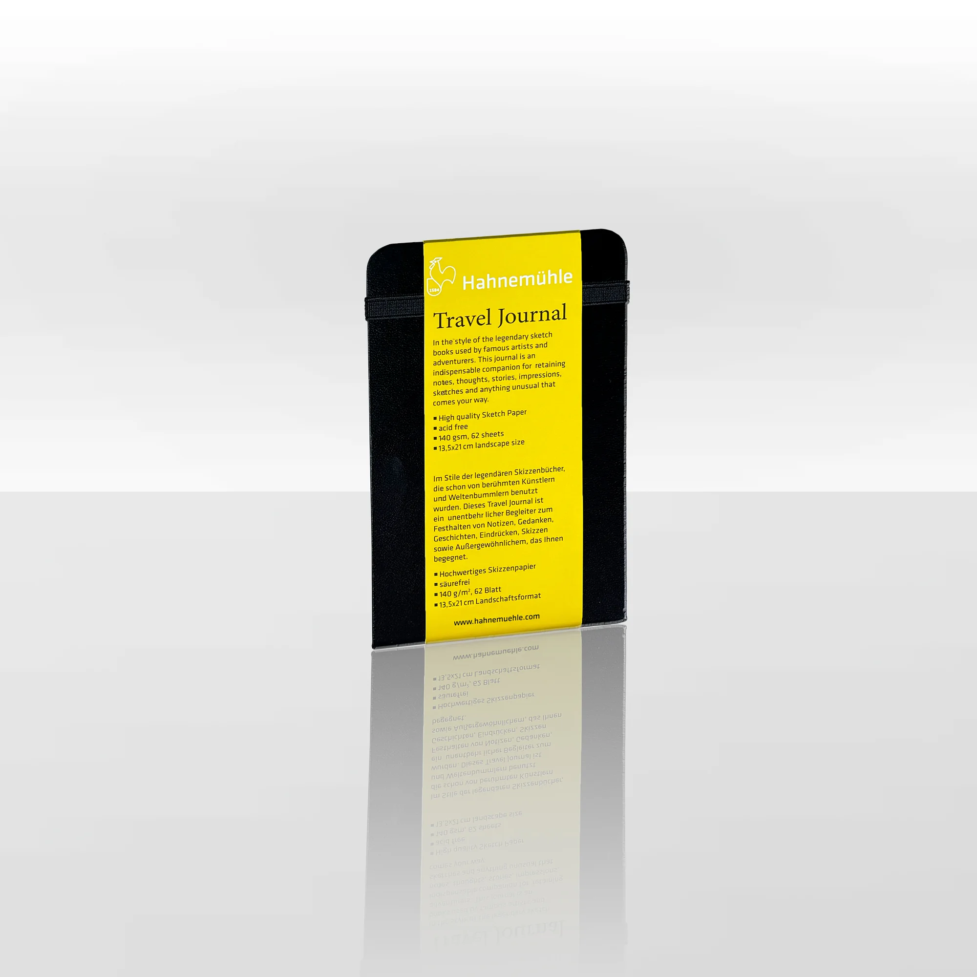 journal, notebook, travel journal, yellow label, black cover