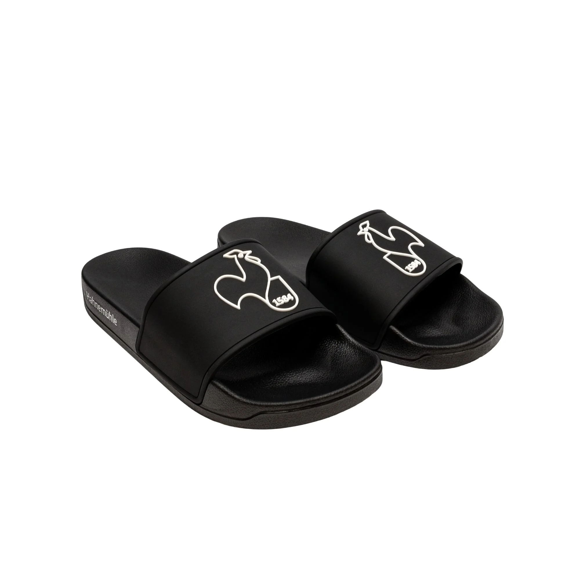 sliders, slides, sandals, black, logo-outline