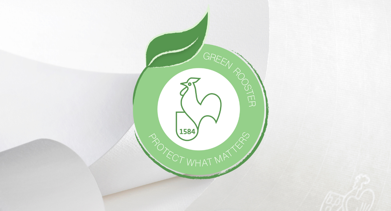 Green Rooster Logo. Green circle with green rooster inside