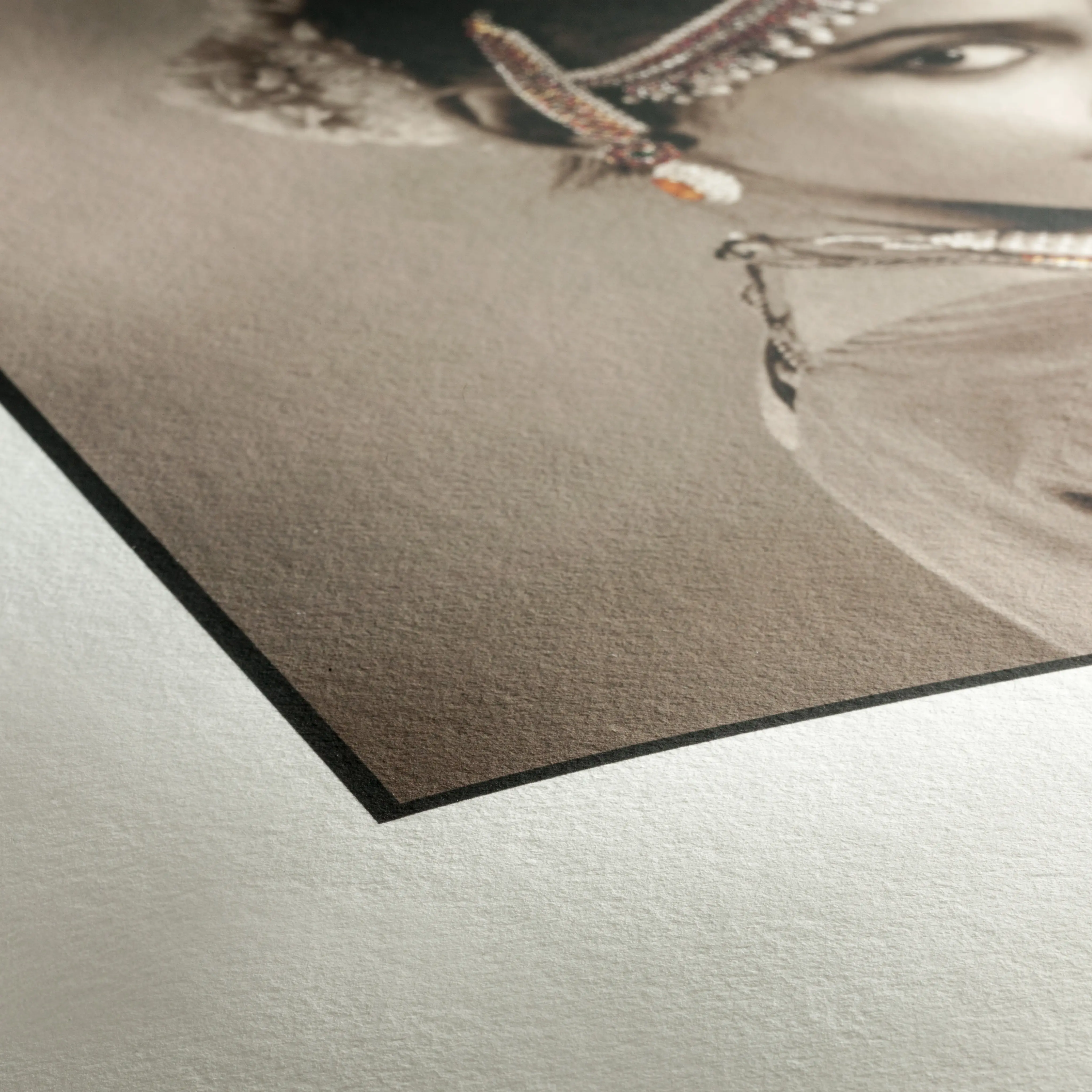 photo, print, brown, beige, beaded
