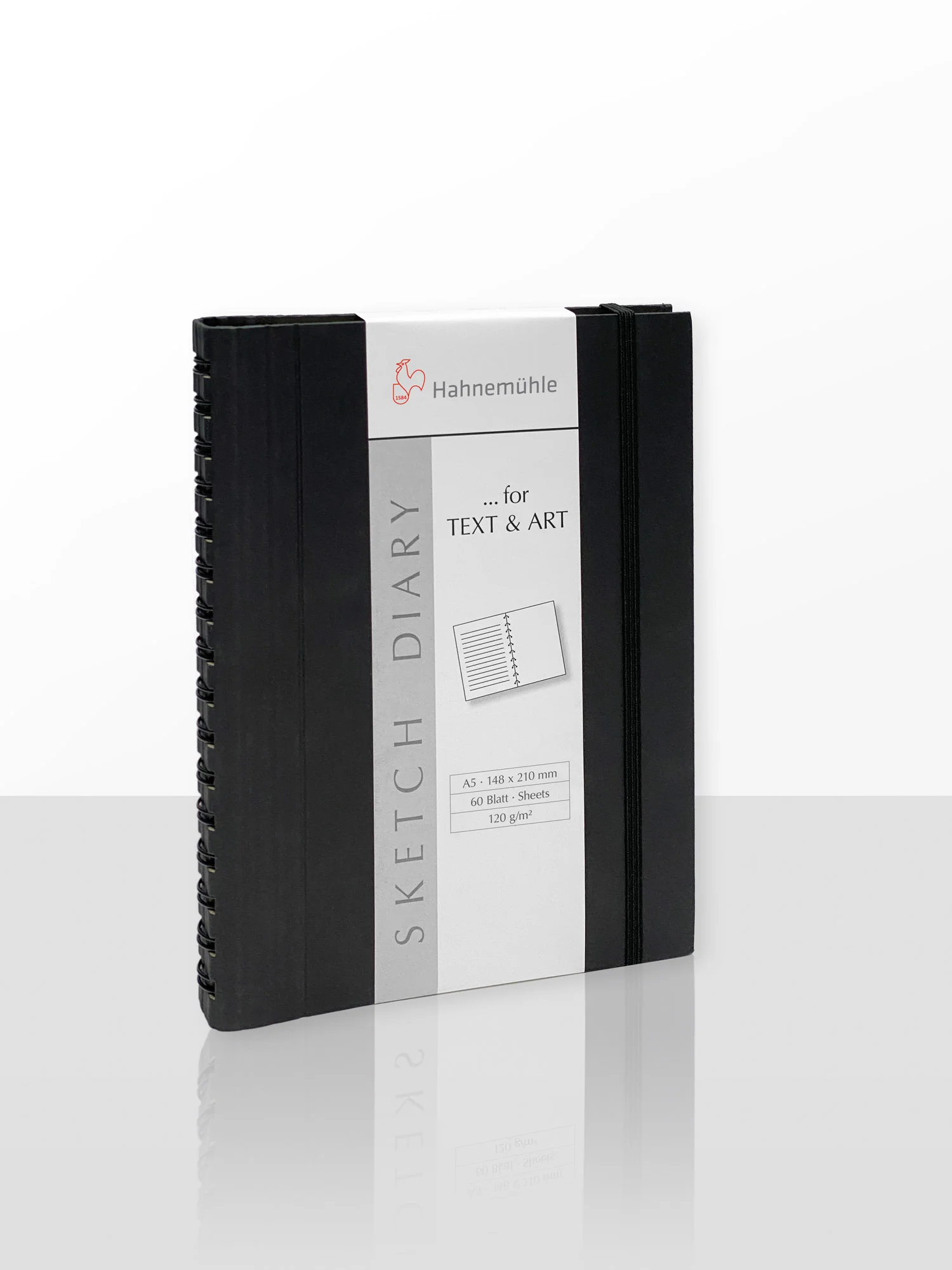 sketchbook, notebook, spiral-bound, black cover, A5 size