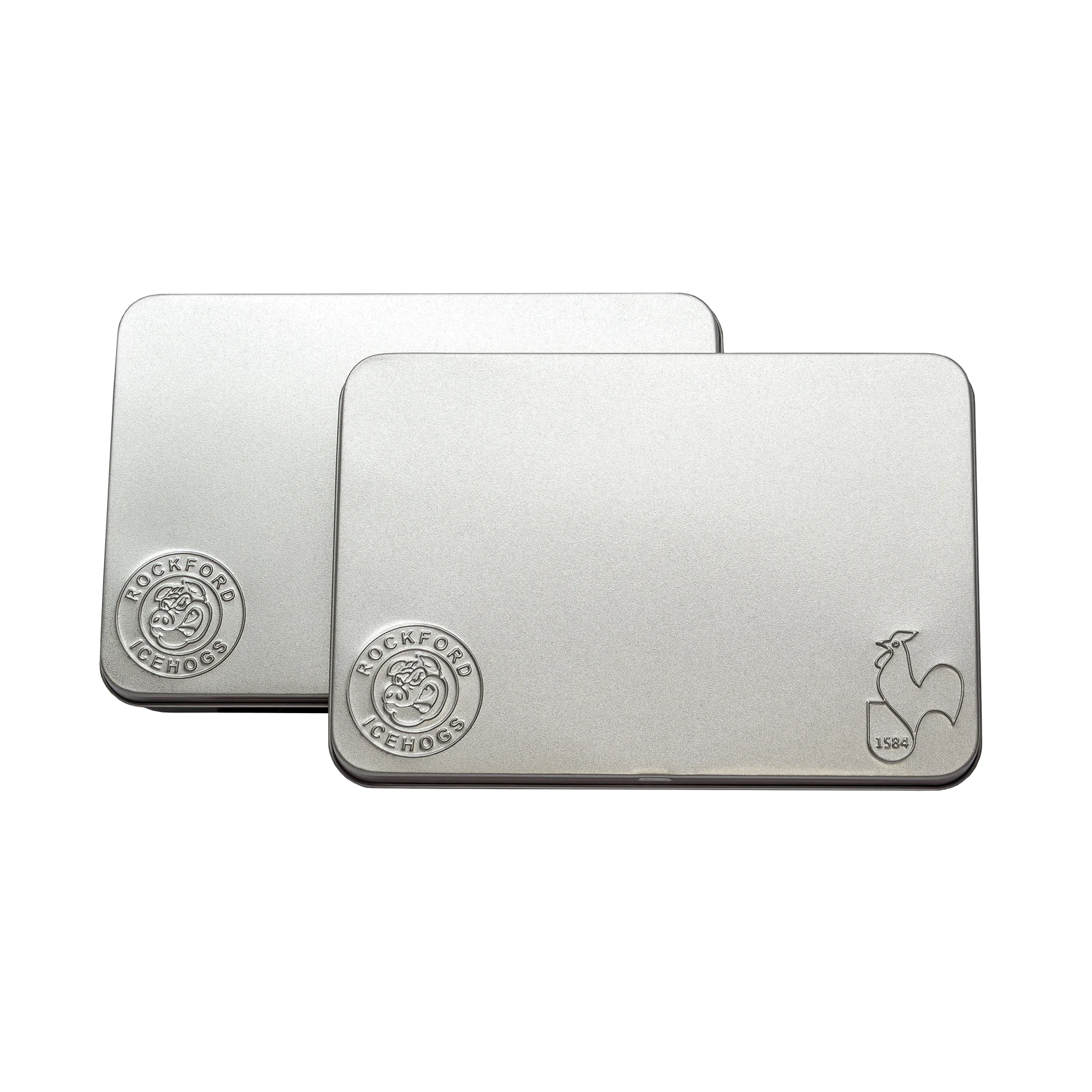 metal, cookie-cutter, silver, rectangular, rooster-engraved