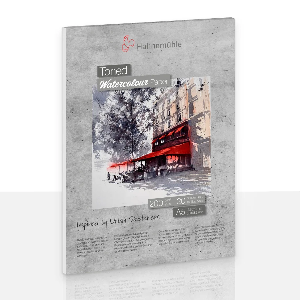 watercolor paper, A5 paper, 200 g/m², urban sketch, gray concrete