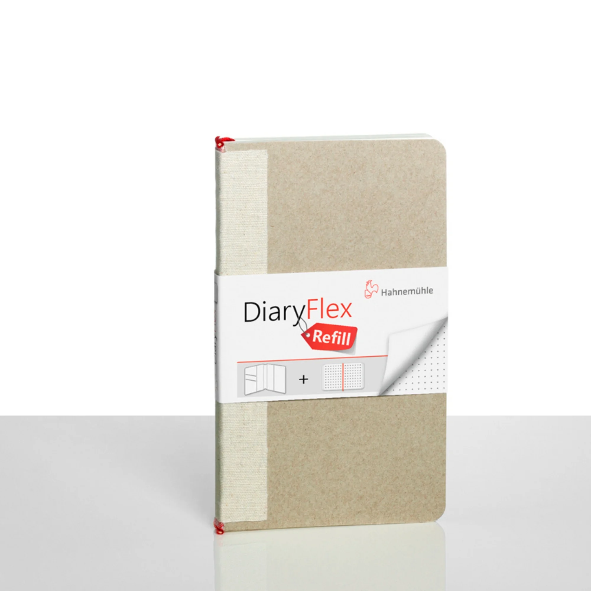 notebook, refill, diary, cloth cover, beige