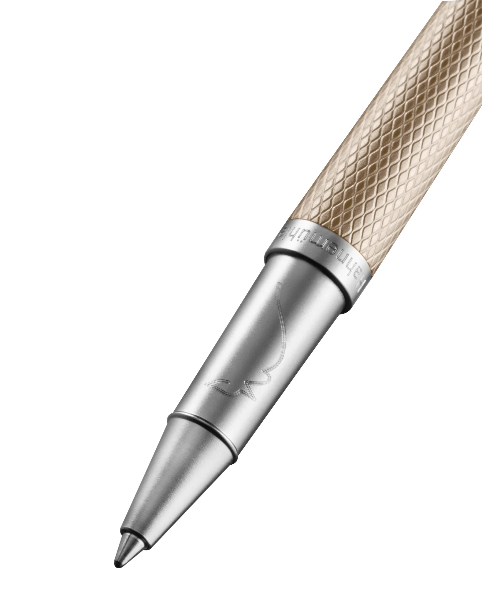 mechanical pencil, metallic grip, metal barrel, gold color, pencil tip