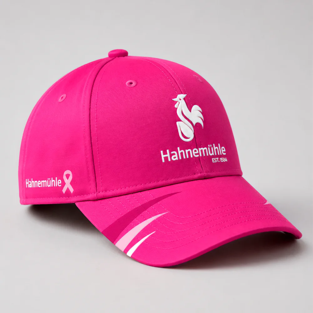 baseball cap, pink cap, embroidered logo, adjustable strap, sports hat