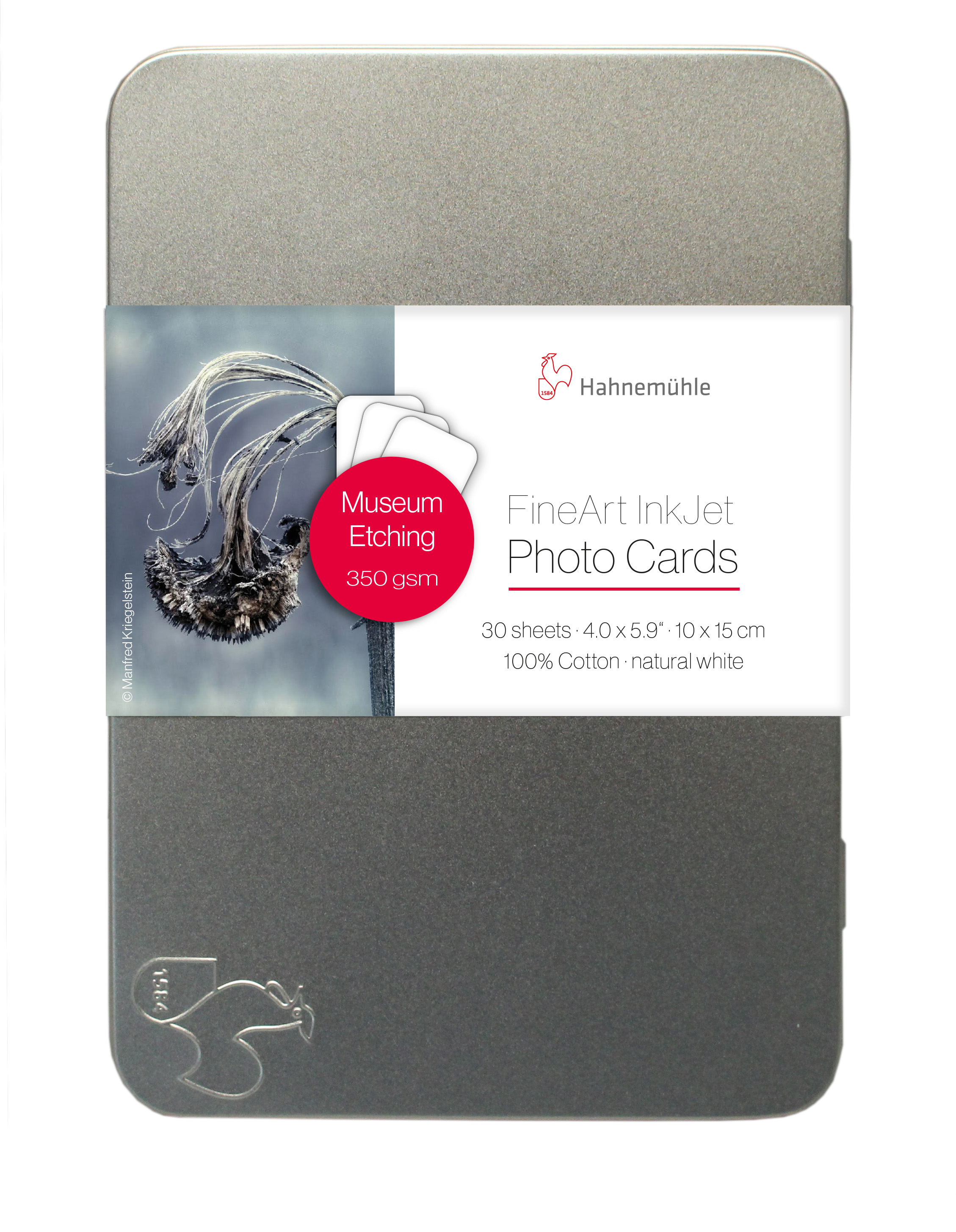 10640771-Photocards-Museum-Etching-10x15 Metallbox mit Hahnemühle Logo Gravur und Produkt Banderole